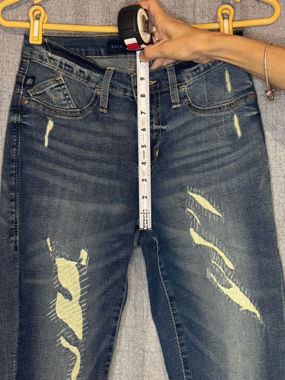 Rock & Republic Kashmiere Y2K Distressed Patchwork Skinny Jeans Size 6 - Picture 13 of 13